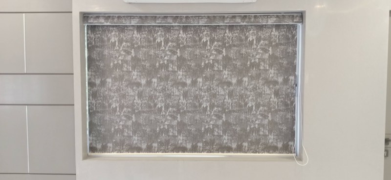 Grey patterned printed roller blind